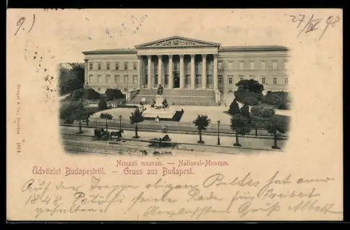 AK Budapest, Blick zum Nationalmuseum