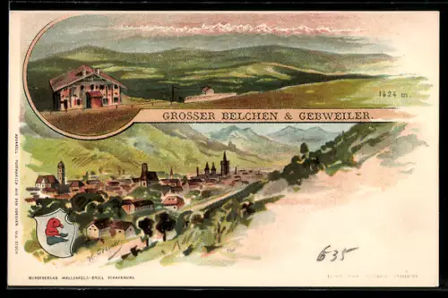 Lithographie Gebweiler, Grosser Belchen, Panorama