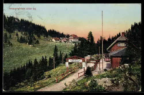 AK Schottwien, Sonnwendstein, Partie am Ortsrand mit Georg Lindner Restaurant & Cafe