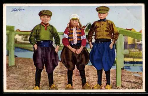 AK Marken, niederländische Kinder in Tracht