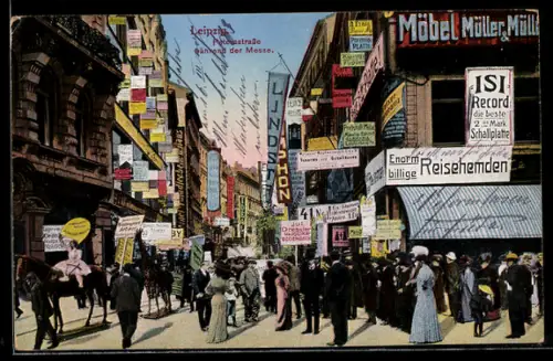 AK Leipzig, Petersstrasse während der Messe