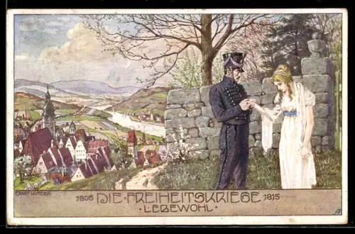 Künstler-AK Ernst Kutzer: Die Freiheitskriege - Lebewohl, Soldatenliebe