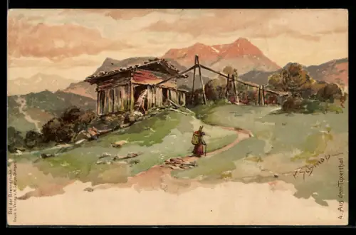Künstler-AK P.Schmohl: Aus dem Tuxerthal, Alpenpanorama