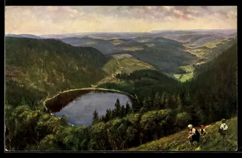 Künstler-AK H. Hoffmann: Feldberg- Seebuck, Blick auf den Feldsee