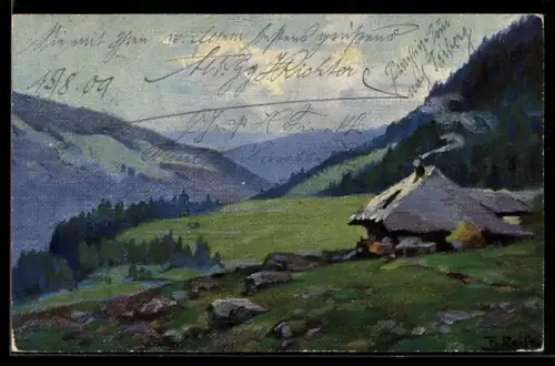 Künstler-AK Fritz Reiss: Sommer im Schwarzwald