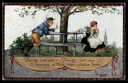 Künstler-AK Hans Boettcher: Trutz net so - S` kommt a Zeit bist wieder froh!