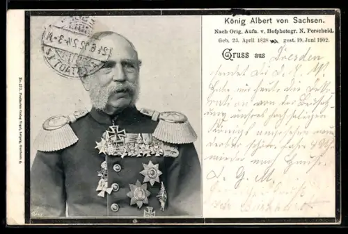 AK König Albert von Sachsen in Galauniform und Ordensspange