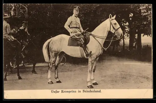 AK Kronprinz Wilhelm von Preussen mit seinem Pferd in Feindesland