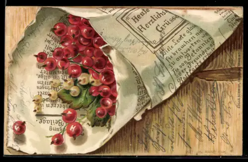 AK Johannisbeeren eingewickelt in einer Zeitung
