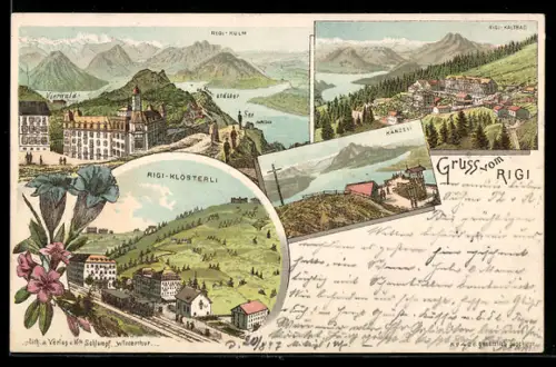 Lithographie Rigi, Rigi-Klösterli, Rigi-Kulm, Känzeli
