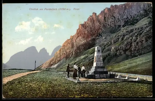 AK Passo Pordoi, Obelisk am Pordoijoch