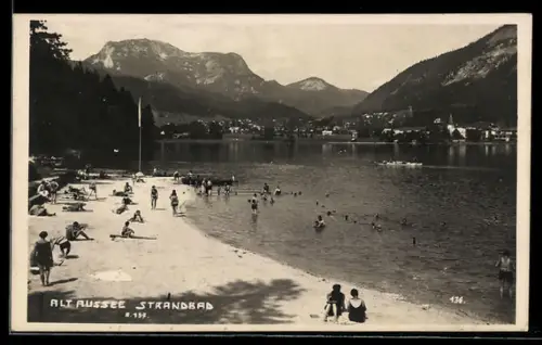 AK Alt Aussee, Totale vom Strandbad aus