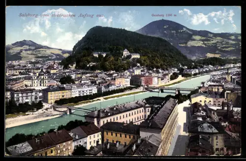 AK Salzburg, Ortsansicht vom elektrischen Aufzug aus