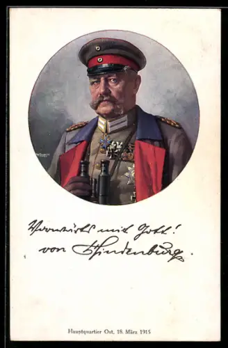 AK Paul von Hindenburg im Hauptquartier Ost 1915