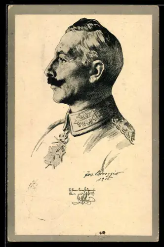 Künstler-AK Portrait Kaiser Wilhelm II. in Uniform