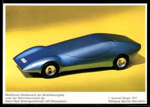 AK Modellauto-Wettbewerb, unter Schirmherrschaft der Adam Opel AG, 1. Junioren-Sieger 1971