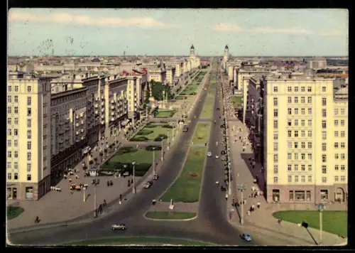 AK Berlin, Am Strausberger Platz mit Blick in die Karl-Marx-Allee