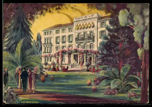 Künstler-AK Zürich, Hotel Bavr av Lac