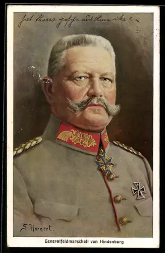 Künstler-AK Generalfeldmarschall Paul von Hindenburg im Portrait