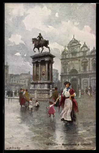 Künstler-AK Venezia, Monumento Cotteoni