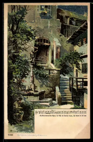 Künstler-AK T.Guggenberger: Am Brunnen vor dem Tore