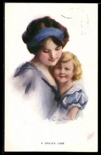 Künstler-AK Court Barber: A Child`s Love, Mutter und Kind
