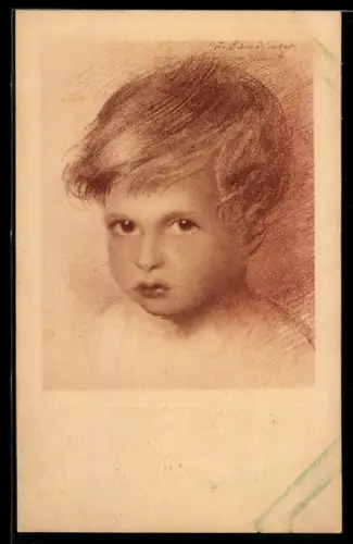Künstler-AK Walter Schachinger: Rötelzeichnung, Jungenporträt