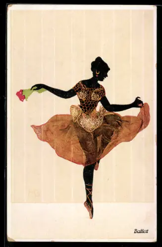 Künstler-AK Silhouette einer Baletttänzerin