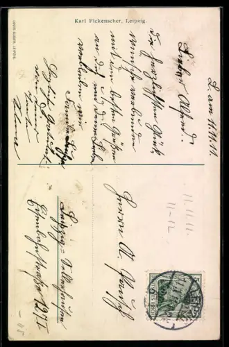 AK Leipzig, Neues Rathaus, Datum 11.11.1911