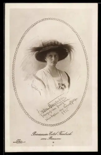 AK Prinzessin Eitel Friedrich von Preussen mit Hut, im Rahmen