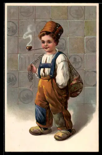 AK Kleiner niederländischer Fischer mit Pfeife