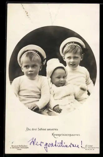 AK Die drei prinzlichen Söhne des Kronprinzen Wilhelm von Preussen