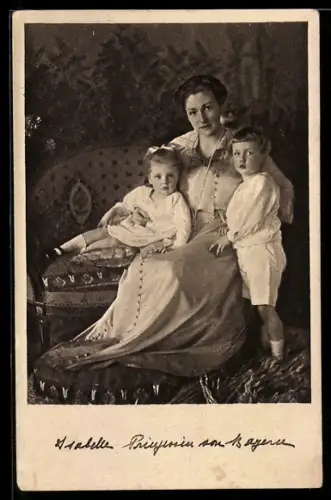 AK Isabelle Prinzessin von Bayern mit Kindern