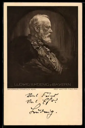 AK Profil von König Ludwig III. von Bayern in Uniform