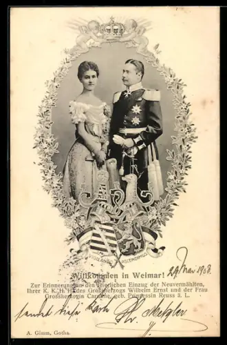 AK Grossherzog Wilhelm Ernst & Grossherzogin Caroline von Sachsen-Weimar-Eisenach geb. Prinzessin Reuss ä. L.