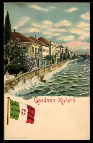 Künstler-AK Gardone-Riviera, Panorama