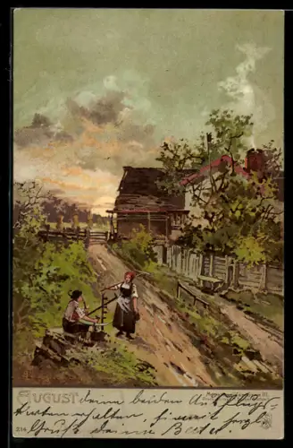 Künstler-AK Theodor Guggenberger: August, Bauerngehöft