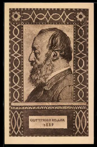 AK Gottfried Keller, 1889, Portrait