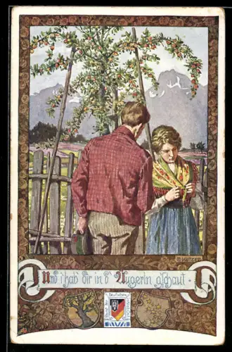 Künstler-AK Ernst Kutzer: Junges Pärchen an einem Baum