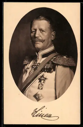 AK Heerführer von Einem, Portrait in Uniform mit Epauletten und Orden behangen im Ovalbild