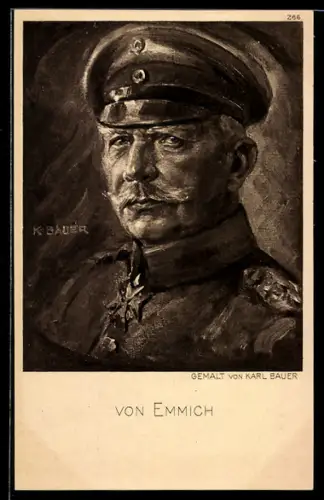 AK Heerführer von Emmich in Uniform mit Schirmmütze, Der Krieg 1914-15