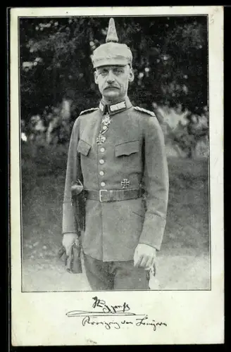 AK Kronprinz Rupprecht von Bayern in Feldgrau mit Pickelhaube