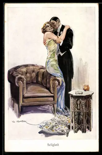 Künstler-AK Luis Usabal: Seligkeit, Liebespaar