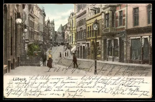AK Lübeck, Blick auf die Breitestrasse