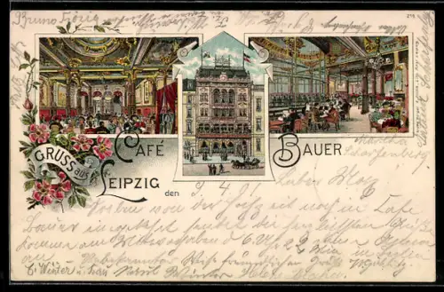 Lithographie Leipzig, Cafe Bauer, Innenansicht