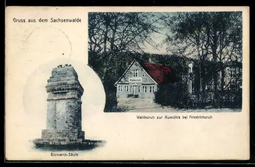 AK Aumühle /Sachsenwalde, Gasthof Waldesruh und Bismarck-Säule