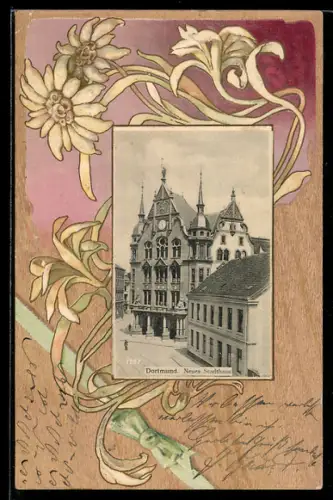 Präge-Lithographie Dortmund, Neues Rathaus, Edelweiss