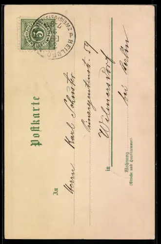 Lithographie Heilbronn, Ratskeller, Festgesellschaft, Weintrinker, Neujahrsgruss