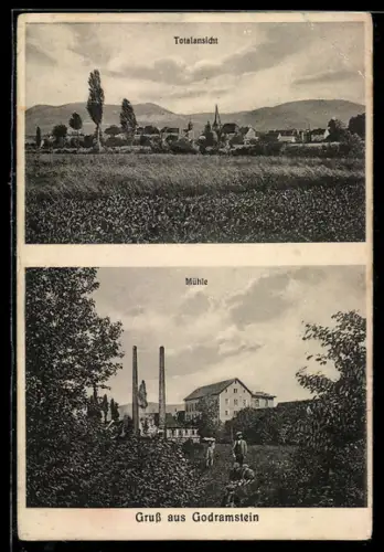 AK Godramstein, Totalansicht aus der Ferne, Mühle