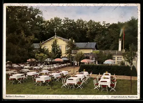 AK Friedrichsruh b. Hamburg, Bollow`s Forsthaus, Gartenrestaurant